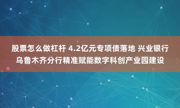 股票怎么做杠杆 4.2亿元专项债落地 兴业银行乌鲁木齐分行精准赋能数字科创产业园建设