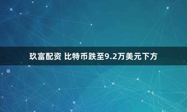 玖富配资 比特币跌至9.2万美元下方